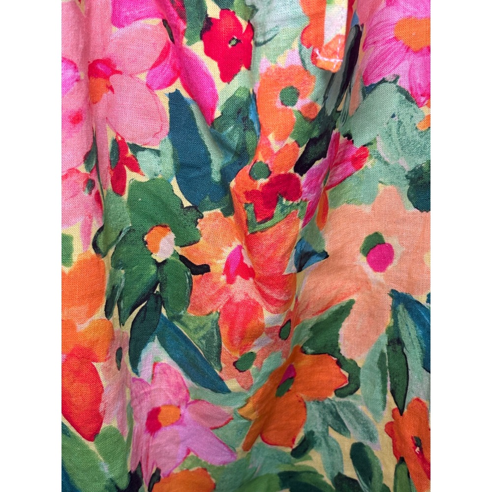 Sanctuary Floral Puff Sleeve Top M Multicolor Linen Blend Cottagecore Boho - Picture 5 of 9